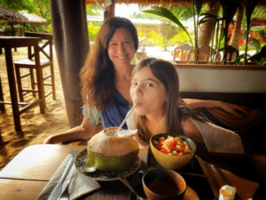 Life coach Katarina Stoltz on semi sabbatical in Thailand having breakfast